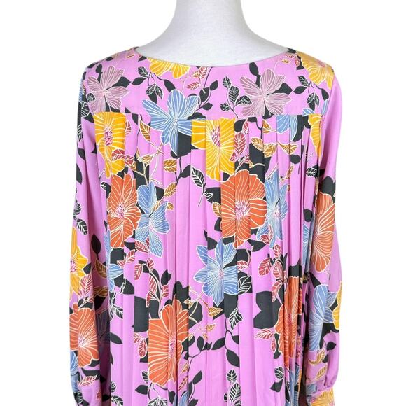 French Connection Shikoku Crepe Flower Long Cuffed Sleeve Tunic Shift Dress - Picture 8 of 15